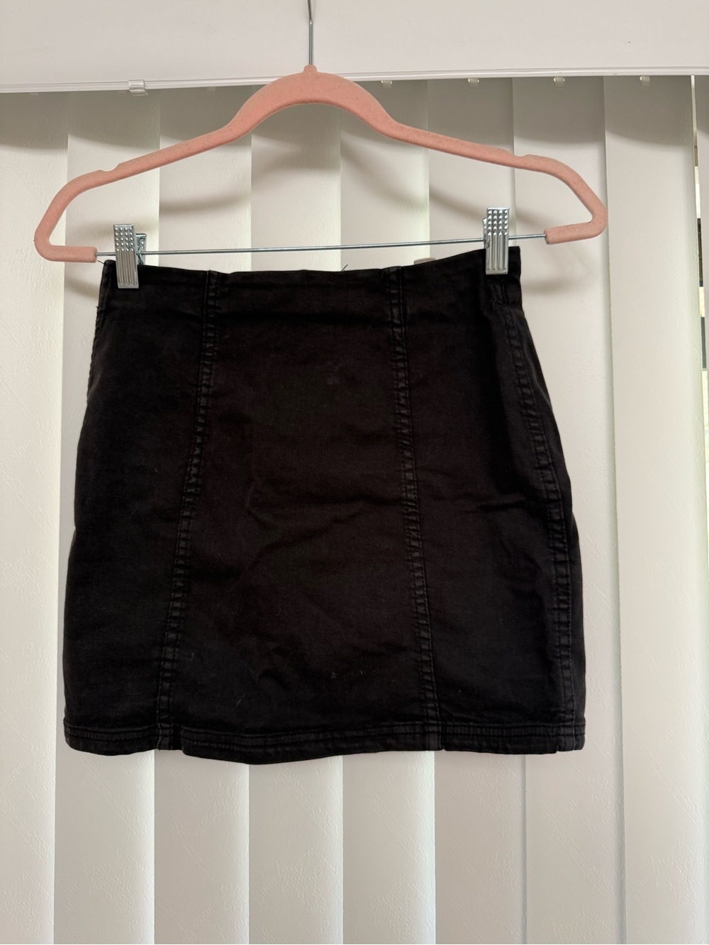 Full Tilt Black Denim Mini Skirt - Structured Paneled Design